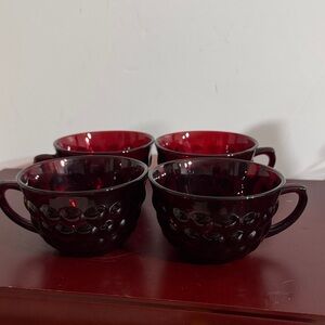 Vintage 1940-1965 Anchor Hocking Provincial Bullseye Royal Ruby “Bubble” cups